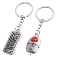 Keyboard Mouse Love Heart Silver Metal Couple Keyrings Lovers Puzzle Key Chains