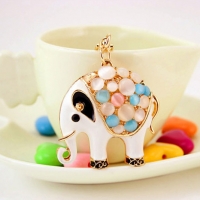 White Elephant Animal Crystal Diamante Rhinestone Bag Charms Handbag Keyrings Pendant Key Chain