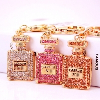 Perfume Bottle Crystal Diamante Rhinestone Bag Charms Handbag Keyrings Pendant Key Chain