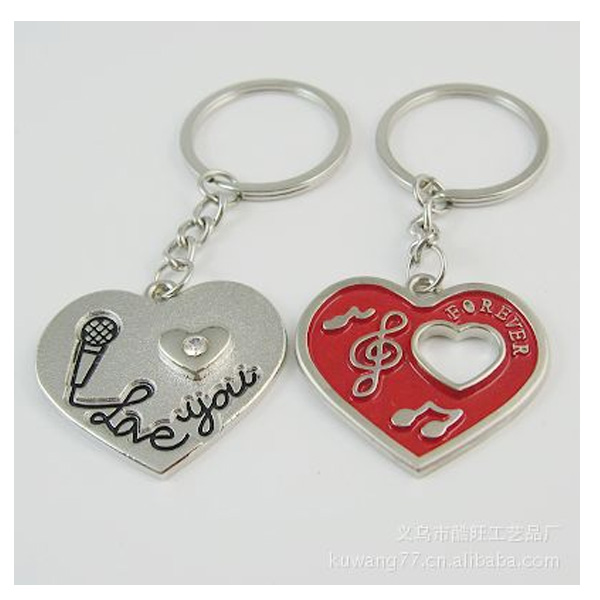 Love Hearts Music Note Silver Metal Couple Keyrings Set Lovers Puzzle Key Chains