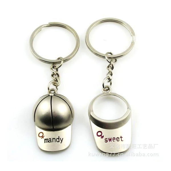 Lovers Golf Caps Hats Silver Metal Couple Keyrings Lovers Key Chains Set
