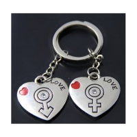 Love Hearts Sex Symbols Silver Metal Couple Keyrings Set Lovers Key Chains
