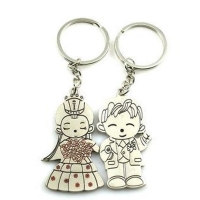 Wedding Bride Groom Silver Metal Couple Keyrings Set Lovers Puzzle Key Chains