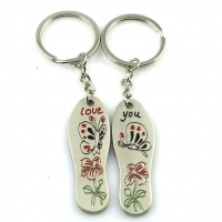 Slippers Butterfly Flower Love You Couple Keyrings Lovers Puzzle Key Chains Set