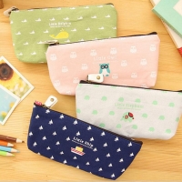 Cute Animals Pattern Canvas Pencil Case Girls Cosmetics Makeup Bag Pen Pouch