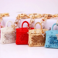 Classic Handbag Shaped Crystal Diamante Rhinestone Pearls Bag Charms Handbag Keyrings Pendant