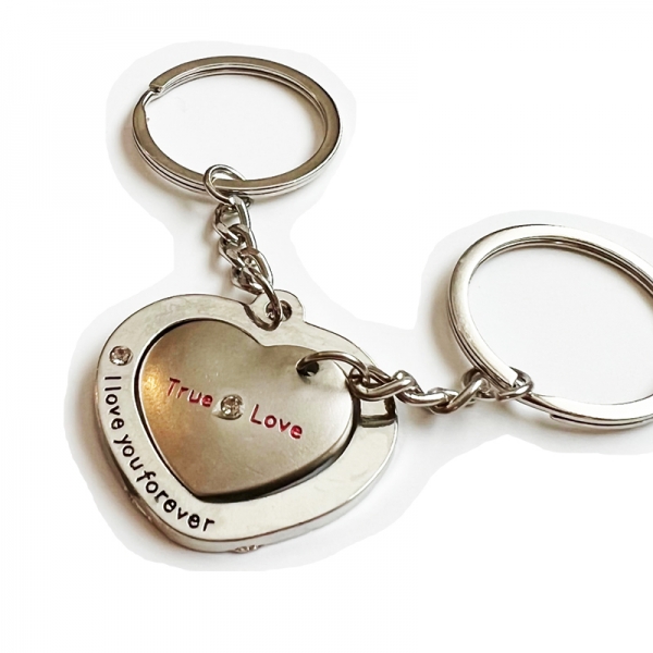 Love You Forever Love Hearts Couple Keyrings Silver Lovers Puzzle Keyring Set