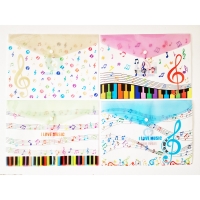 4pk Music Notes Fashion A4 Plastic Document Wallets File Folders
