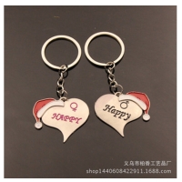 Santa Hat Love Hearts Couples Keyrings Lovers Puzzle Keyring Set Key Chains