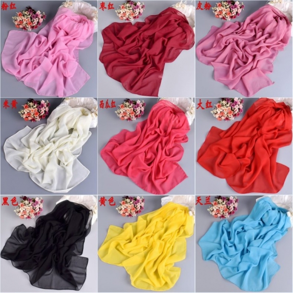 160 50cm Vivid Colour X001 Fashion Ladies Scarves Chiffon Scarf Womens Shawls