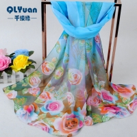 160 50cm Flowers Print Floral X284 Fashion Ladies Scarves Chiffon Scarf Womens Shawls