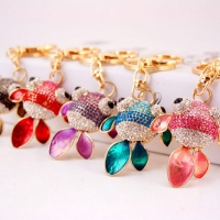 Goldfish Fish Crystal Diamante Rhinestone Bag Charms Handbag Keyrings Pendant Key Chain