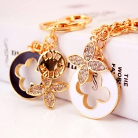Clover Flower Crystal Diamante Rhinestone Bag Charms Handbag Keyrings Pendant Key Chain