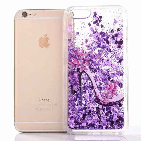 Glitter Liquid High Heel Shoe Purple iPhone 7 Plus 8 Plus Phone Case