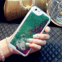 Glitter Liquid - Floating Stars Green iPhone 12 Pro Max Phone Case