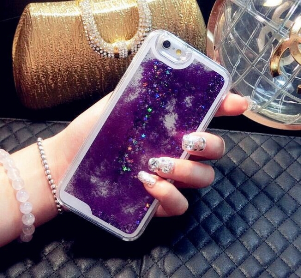 Glitter Liquid - Floating Stars Purple iPhone 12 Pro Max Phone Case