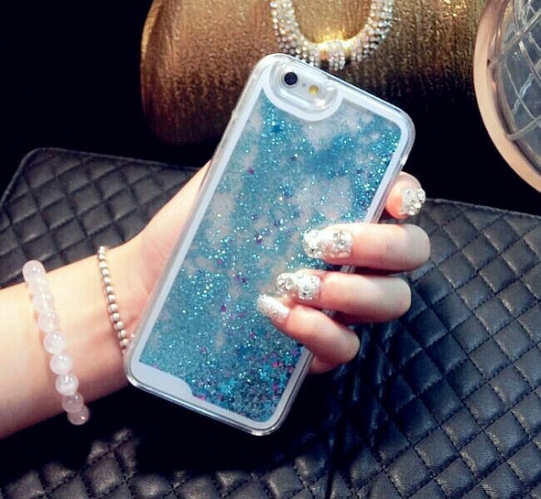 Glitter Liquid - Floating Stars Blue iPhone 7 Plus 8 Plus Phone Case
