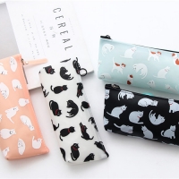 Black White Cats Patterned Cute Pencil Cases Cosmetics Make Up Bags Pen Pouch