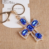 Large Cross Shape Crystal Diamante Rhinestone Bag Charms Handbag Keyrings Pendant Key Chain