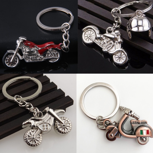 Cool Punk Motorbike Motorcycle Silver Keyrings Novelty Metal Key Chain