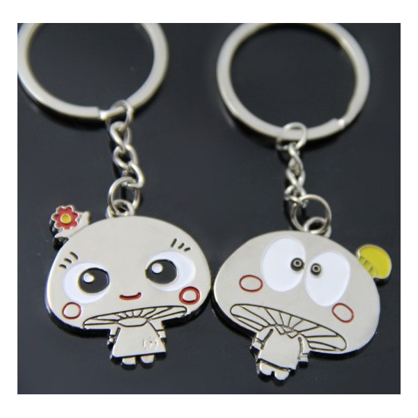 Mushrooms In Love Silver Couple Keyrings Lovers Puzzle Metal Keyring Set A Pair