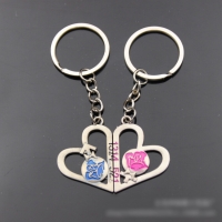 Rose Flowers Silver Couple Keyrings Lovers Puzzle Metal Keyring Set A Pair