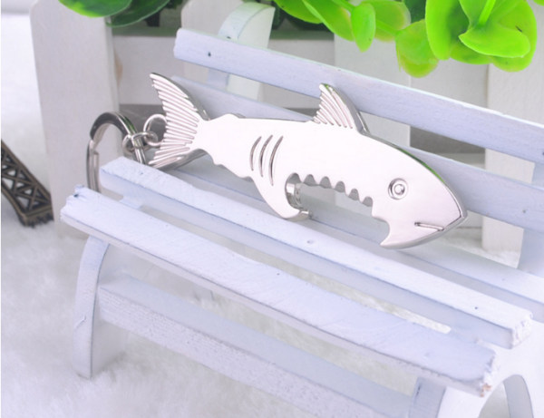 Cool Silver Shark Shaped Stainless Steel Metal Bottle Opener With Keyring