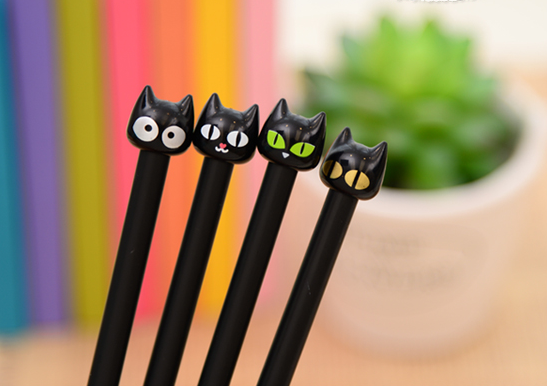 Cute Black Cat Ballpoint Gel Pens Funky School Supply Party Gift Bag Fillers