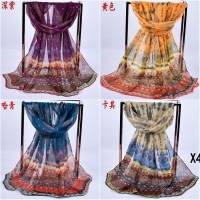 160 50cm Flower Floral Fashion Ladies Scarves Chiffon Scarf Womens Shawls X409