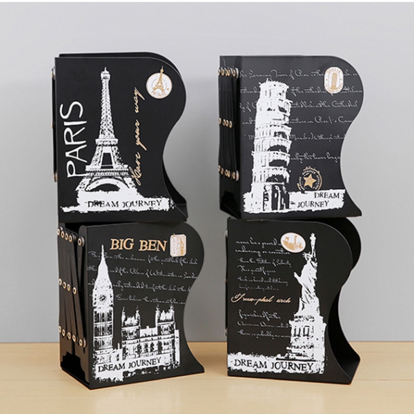 World Famous Landmark Extendable Bookends Metal Book Ends Books Holder Organiser