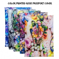 Luxury Rose Flowers Patterned Floral PU Leather Passport Cover Travel ID Wallet