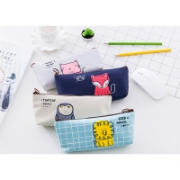 Animals Cat Owl Fox Lion Canvas Cute Pencil Cases Make Up Bags Pen Pouches