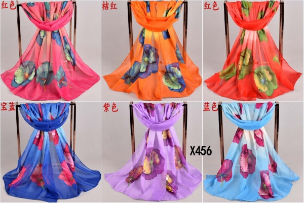160 50cm Fashion Flowers Ladies Floral Scarves Chiffon Scarf Womens Shawls X456