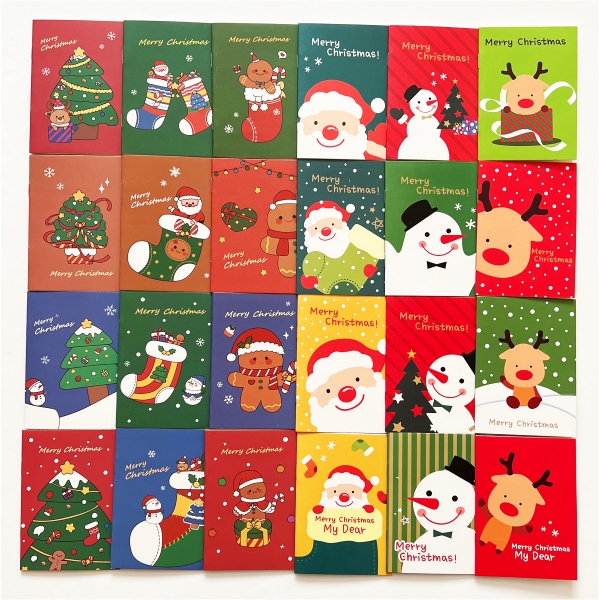 4-24pk Christmas Stocking Santa Claus Snowman Reindeer Mini Notebooks Memo Pads