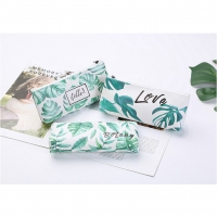 Summer Plant Green Leaves White Pencil Cases Cosmetics Make Up Bags Pen Pouches