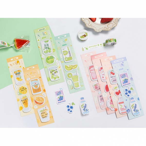 Summer Fruits Juice Drink Cute Sticky Notes Pad Novelty Memo Index Page Markers