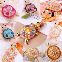 Colourful Tortoise Animals Crystal Diamante Bag Charms Handbag Keyring Pendant