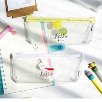 Flamingo Cactus Coconut Tree See Through Pencil Cases Cosmetics Make Up Bags