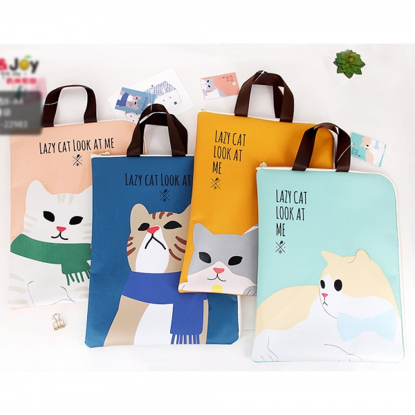 Kitten Cats Canvas Fashion A4 Document Wallets File Folders Filing Paper Storage