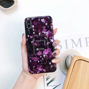 Marble Effect Black And Purple iPhone 7 8 Soft Hard Phone Case Cover Clearance Offer