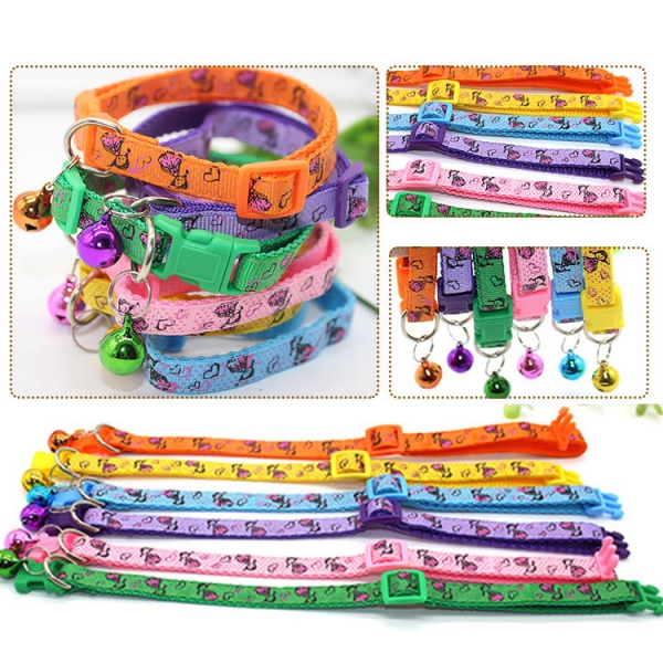 Pretty Little Girl Adjustable Kitten Cat Collar With Bell And Snap Buckle
