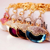 Oval Handbag Shape Crystal Diamante Rhinestone Bag Charm