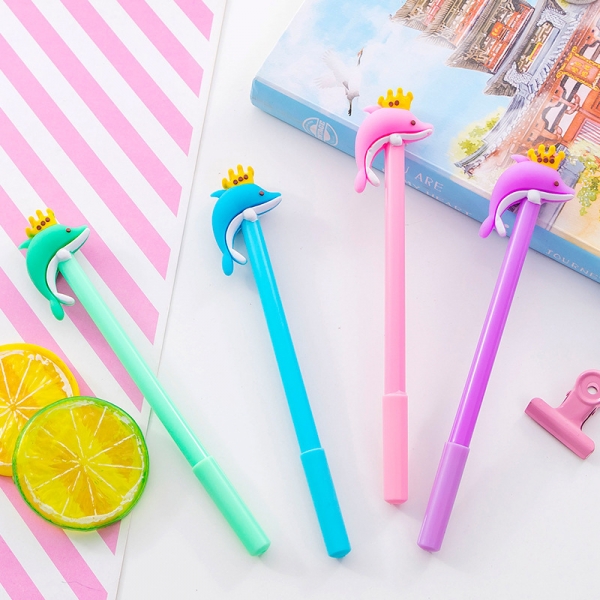 4-12pc Cute Dolphins Ballpoint Gel Pens Funky Kids Party Gift Bag Fillers