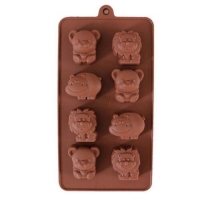 8 Animals Lion Bear Hippo Silicone Mould Chocolate Fondant Jelly Ice Cube Mold