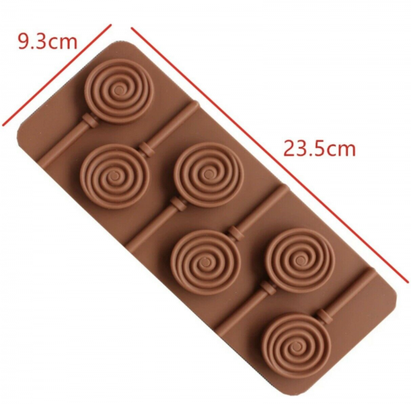 6 Swirl Lollipops Silicone Mould Chocolate Fondant Jelly Ice Cube Mold
