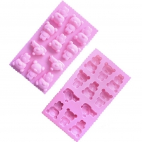 11 Adorable Bears Pink Silicone Mould Chocolate Fondant Jelly Ice Cube Mold
