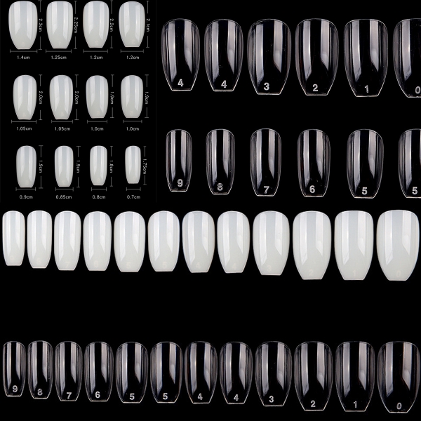 600 Short Ballerina Coffin False Nail Tips Full Cover Fake Nails Glue Nail File