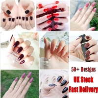 24pcs Coloured Almond Coffin Squoval Press On Nail Art Tips False Fake Nails