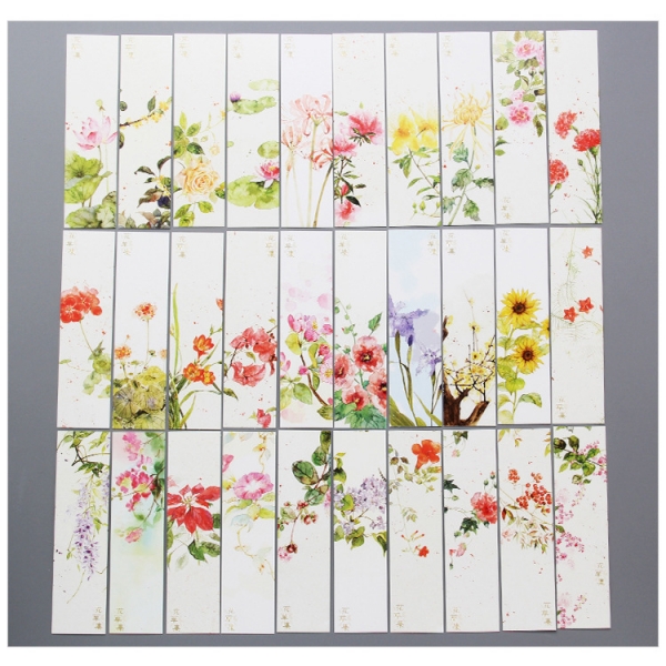 30pc Garden Flowers Floral Paper Bookmarks For Books Book Markers Readers Gift