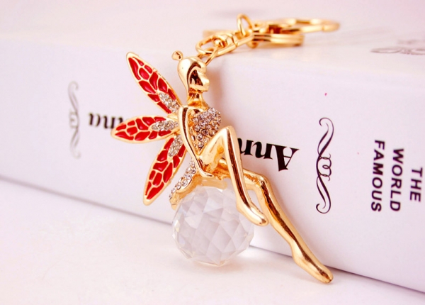 Fairy Angel Fantasy Girl Crystal Diamante Bag Charms Handbag Keyrings Pendant